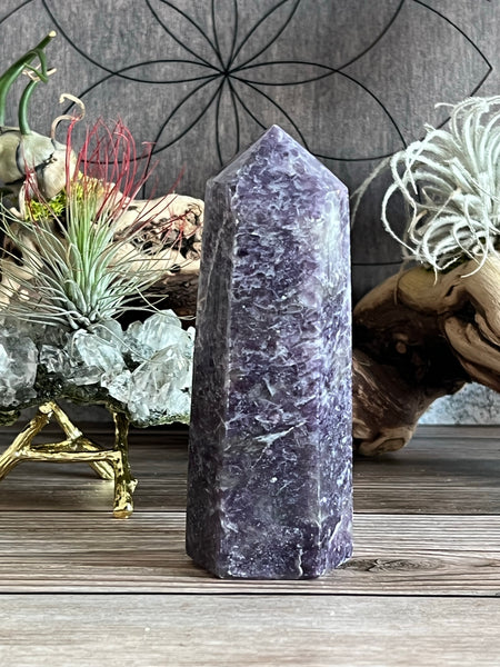 447g Natural Lepidolite Tower